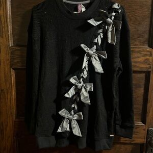 NWT, Adore Me Black Top with Silver Accents, Size M